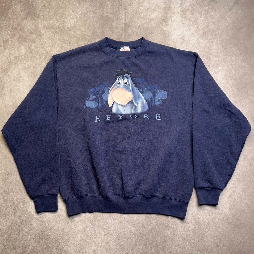 Vintage Disney Store Eeyore Sweatshirt Navy Blue Winnie the Pooh USA Made M